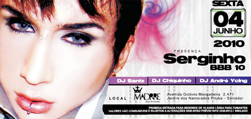 Serginho ex-BBB10 é o convidado especial da “Orgástica Desire Party”